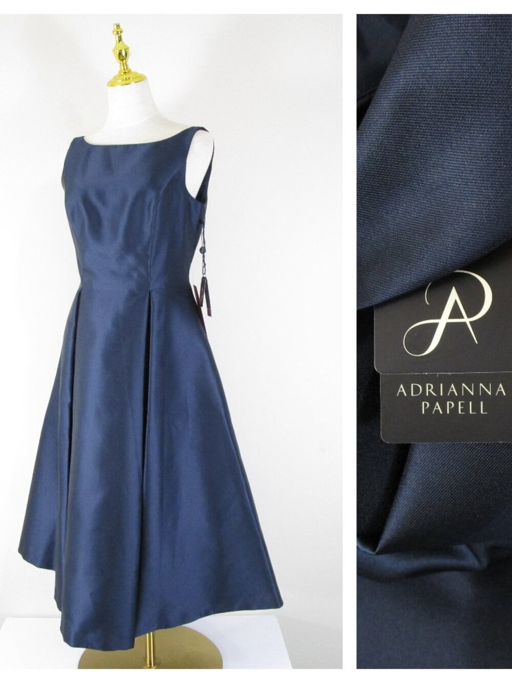Adrianna Papell Solid Dark Navy Sleeveless A-Line Fit Flare Dress Size 6